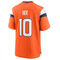 Fenge D.Broncos #10 Bo Nix Orange 2024 Draft First Round Pick Player Game Jersey American Stitched Jersey
