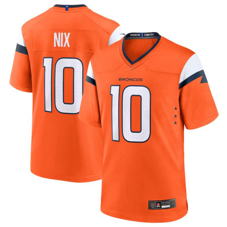 Fenge D.Broncos #10 Bo Nix Orange 2024 Draft First Round Pick Player Game Jersey American Stitched Jerseys
