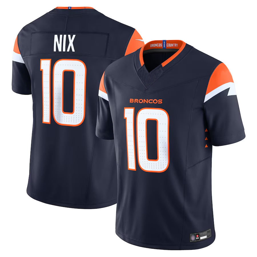 Fenge D.Broncos #10 Bo Nix Player Navy Vapor F.U.S.E. Limited Stitched Jerseys