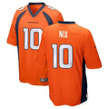 Fenge D.Broncos #10 Bo Nix Player Orange Game Stitched Jerseys