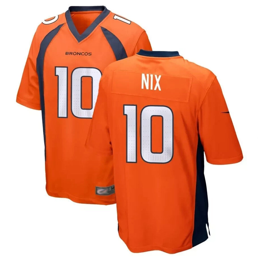 Fenge D.Broncos #10 Bo Nix Player Orange Game Stitched Jerseys