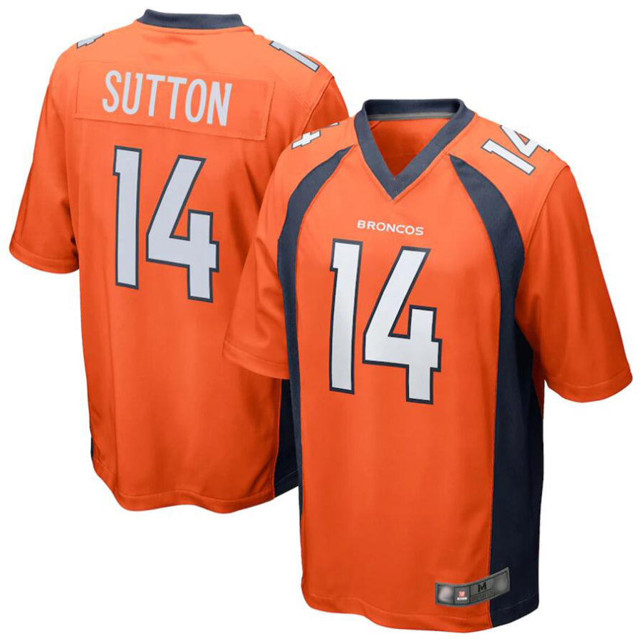 Fenge D.Broncos #14 Courtland Sutton Orange Replica Game Stitched Jerseys