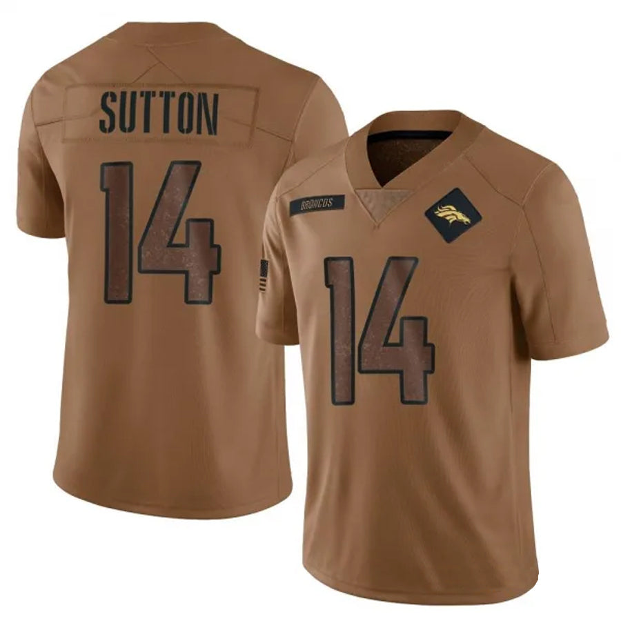 Fenge D.Broncos #14 Courtland Sutton Player Brown Salute To Service Limited Stitched Jerseys