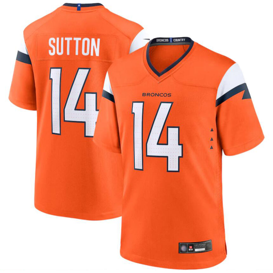 Fenge D.Broncos #14 Courtland Sutton Player Orange Home Replica Game Stitched Jerseys