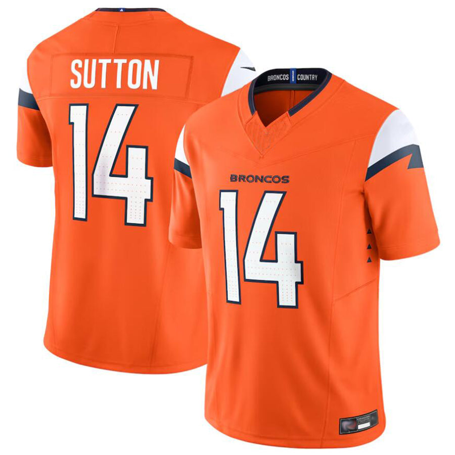 Fenge D.Broncos #14 Courtland Sutton Player Orange Vapor F.U.S.E. Limited Stitched Jerseys