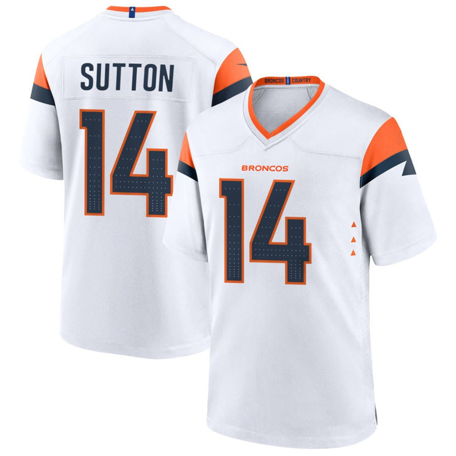 Fenge D.Broncos #14 Courtland Sutton Player White Home Game Stitched Jerseys