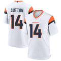 Fenge D.Broncos #14 Courtland Sutton Player White Home Game Stitched Jerseys