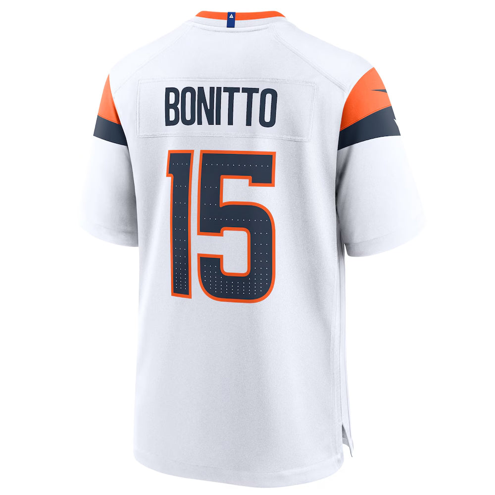 Fenge D.Broncos #15 Nik Bonitto Player White Home Game Stitched Jerseys