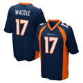 Fenge D.Broncos #17 Jaylen Waddle Player Navy Game Stitched Jerseys