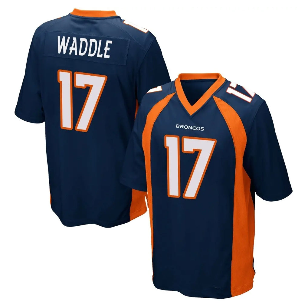 Fenge D.Broncos #17 Jaylen Waddle Player Navy Game Stitched Jerseys