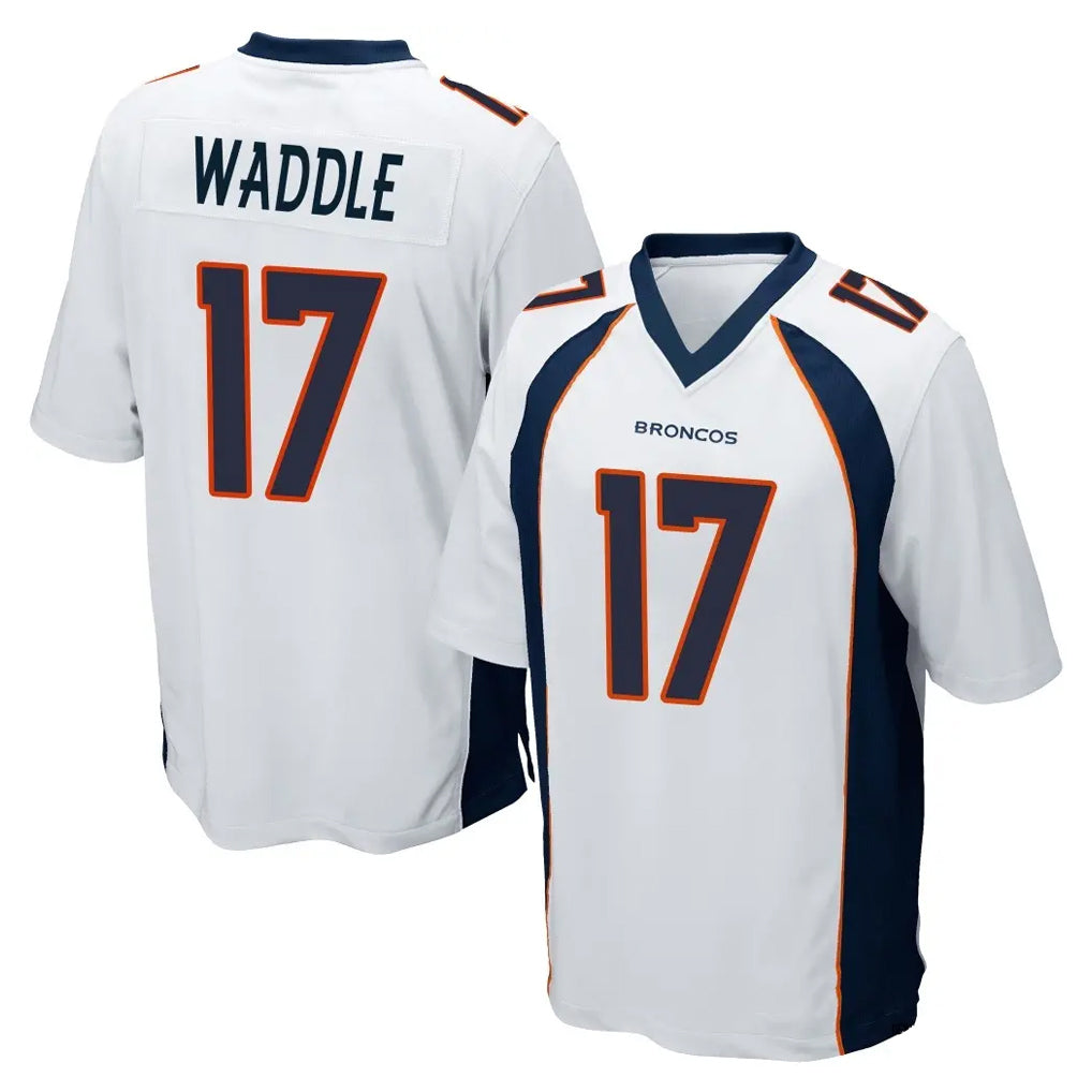 Fenge D.Broncos #17 Jaylen Waddle Player White Game Stitched Jerseys