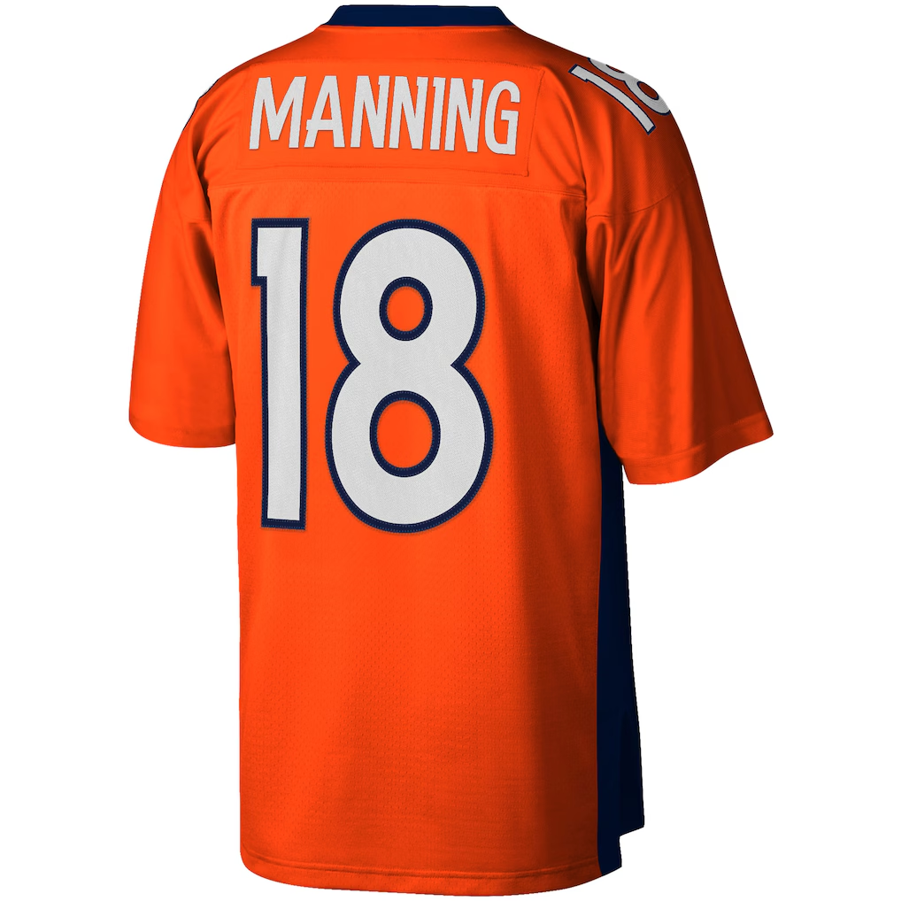 Fenge D.Broncos #18 Peyton Manning Mitchell & Ness Orange Big & Tall 2015 Retired Player Replica Stitched Puhic Jersey
