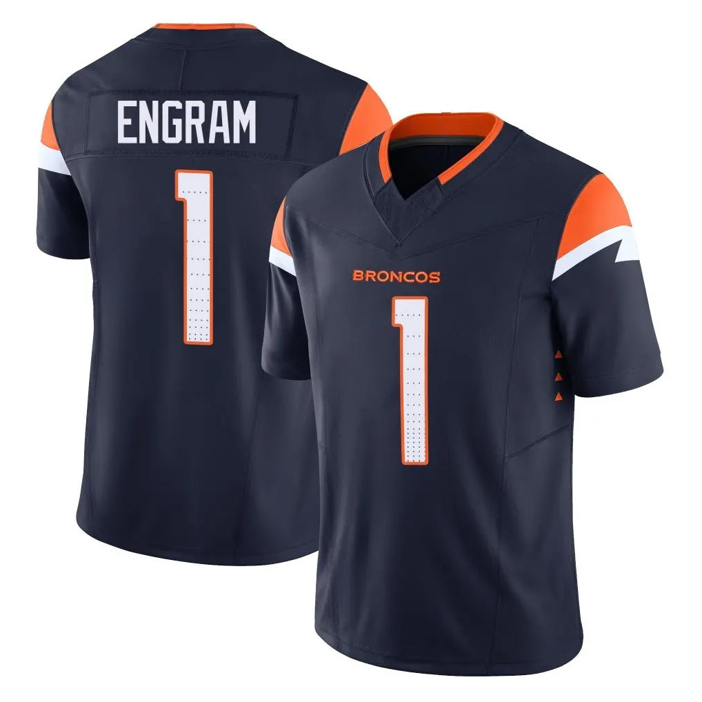 Fenge D.Broncos #1 Evan Engram Player Navy Limited Vapor F.U.S.E. Home Game Stitched Jerseys