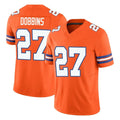 Fenge D.Broncos #27 J.K. Dobbins Player Orange Limited Alternate Vapor F.U.S.E. Throwback Game Stitched Jerseys
