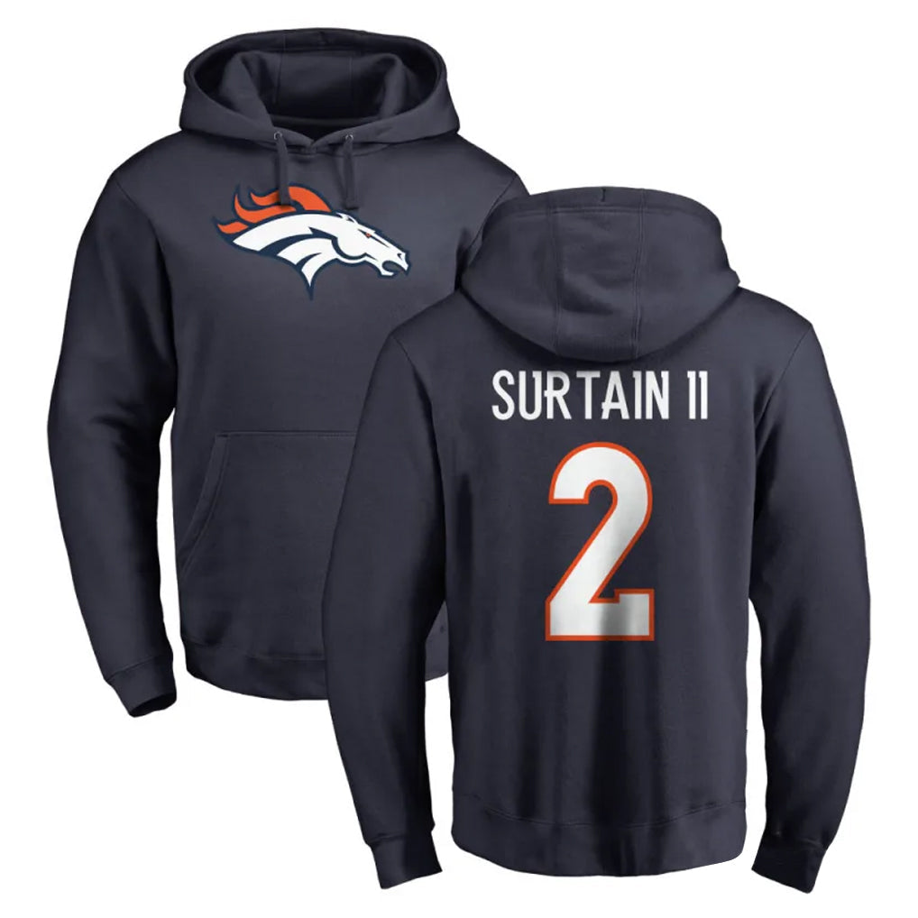 Fenge D.Broncos #2 Pat Surtain II Player Navy Pullover Hoodie Limited Stitched Jerseys
