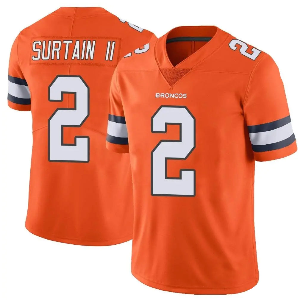 Fenge D.Broncos #2 Pat Surtain II Player Orange Vapor Untouchable Limited Home Game Stitched Jerseys