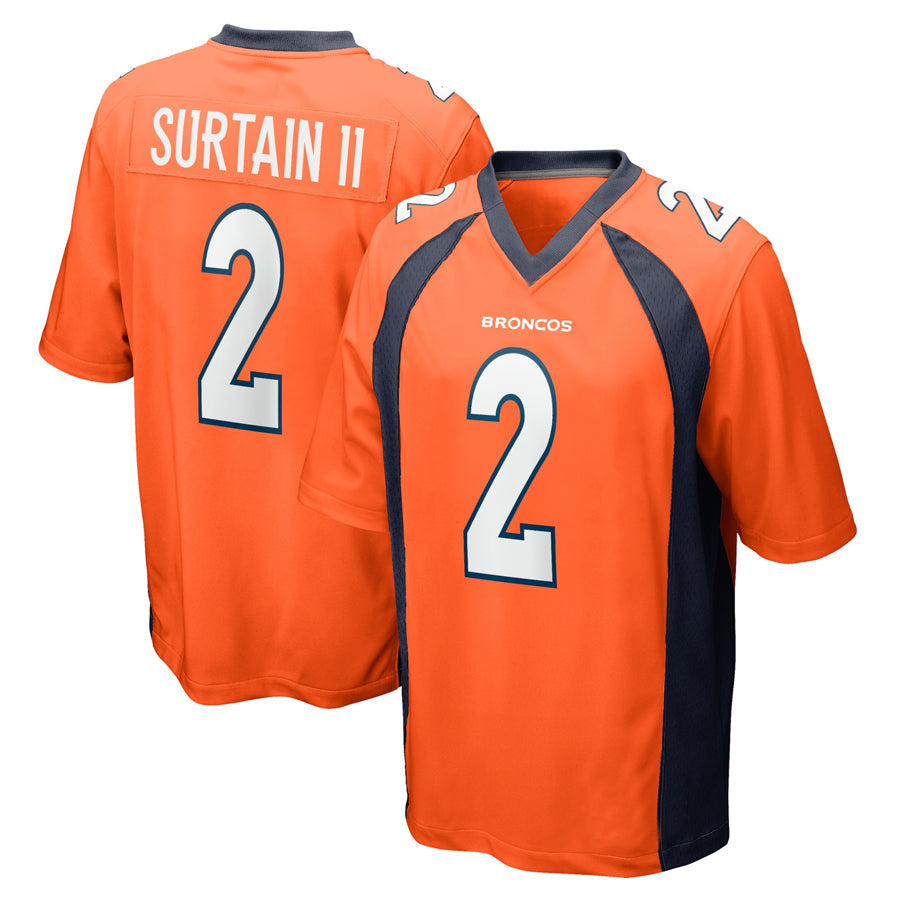Fenge D.Broncos #2 Patrick Surtain II Player Orange Home Game Football Stitched Jerseys