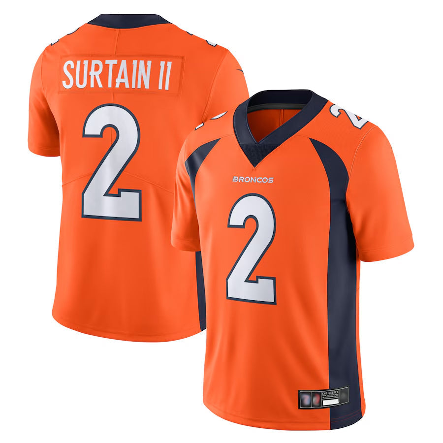 Fenge D.Broncos #2 Patrick Surtain II Player Orange Vapor Untouchable Limited Stitched Jerseys