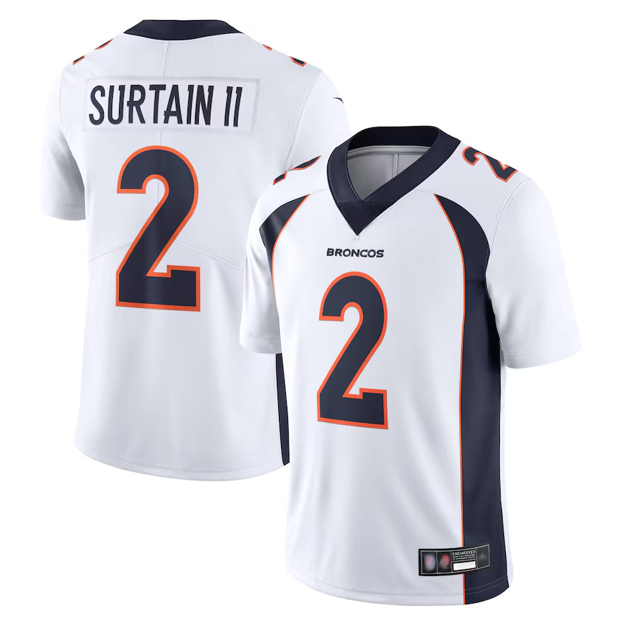 Fenge D.Broncos #2 Patrick Surtain II Player White Vapor Untouchable Limited Stitched Jerseys