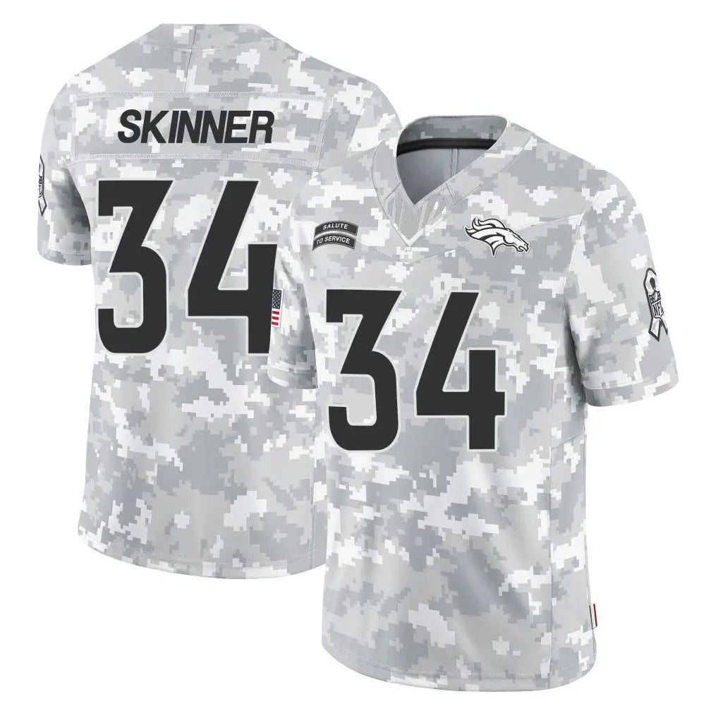 Fenge D.Broncos #34 JL Skinner Player Arctic Camo Salute To Service Limited Stitched Jerseys