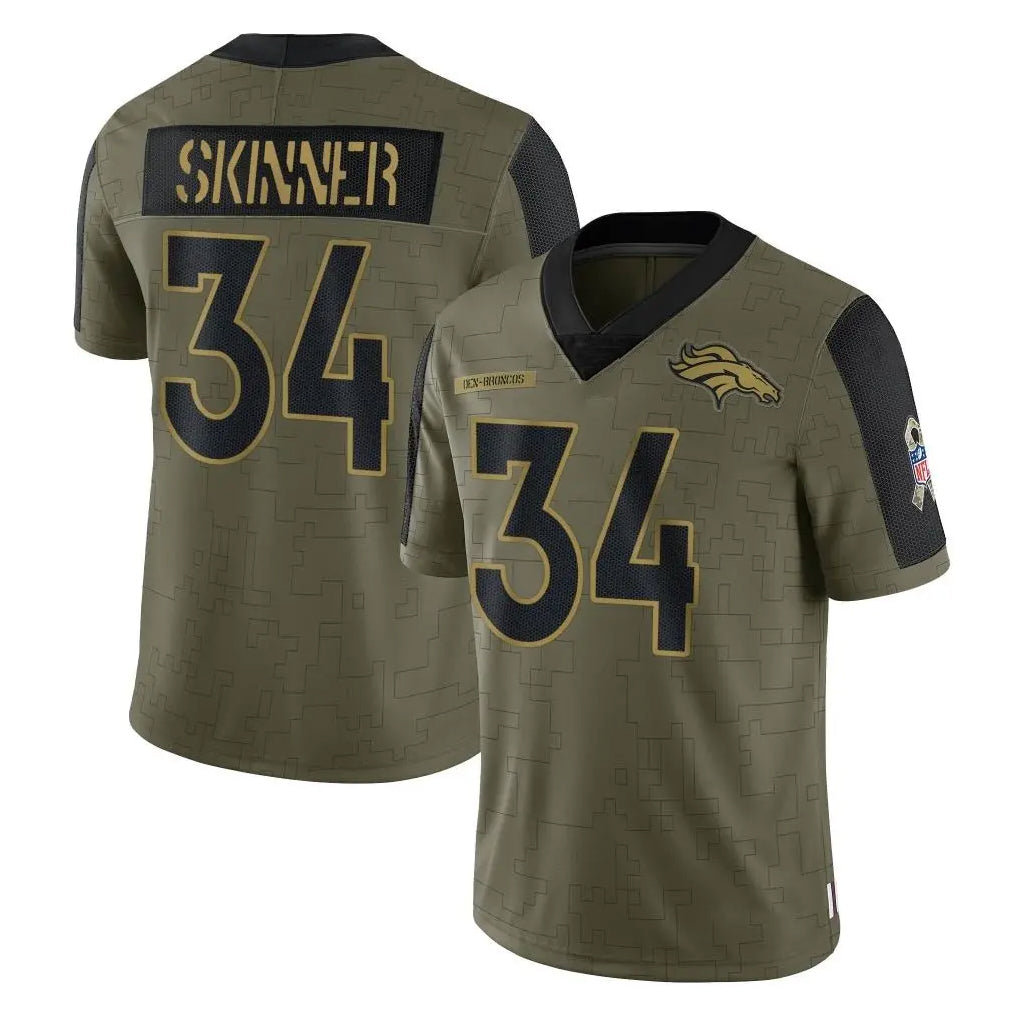 Fenge D.Broncos #34 JL Skinner Player Olive Salute To Service Limited Game Stitched Jerseys