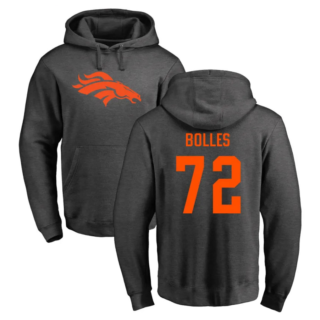 Fenge D.Broncos #72 Garett Bolles Player Ash One Color Pullover Hoodie Limited Stitched Jerseys