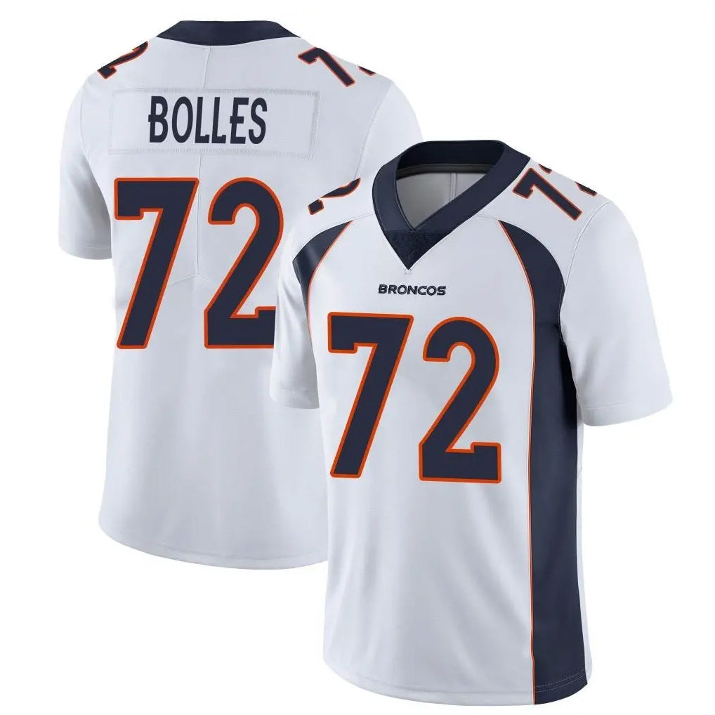 Fenge D.Broncos #72 Garett Bolles Player White Vapor Untouchable Limited Home Game Stitched Jerseys