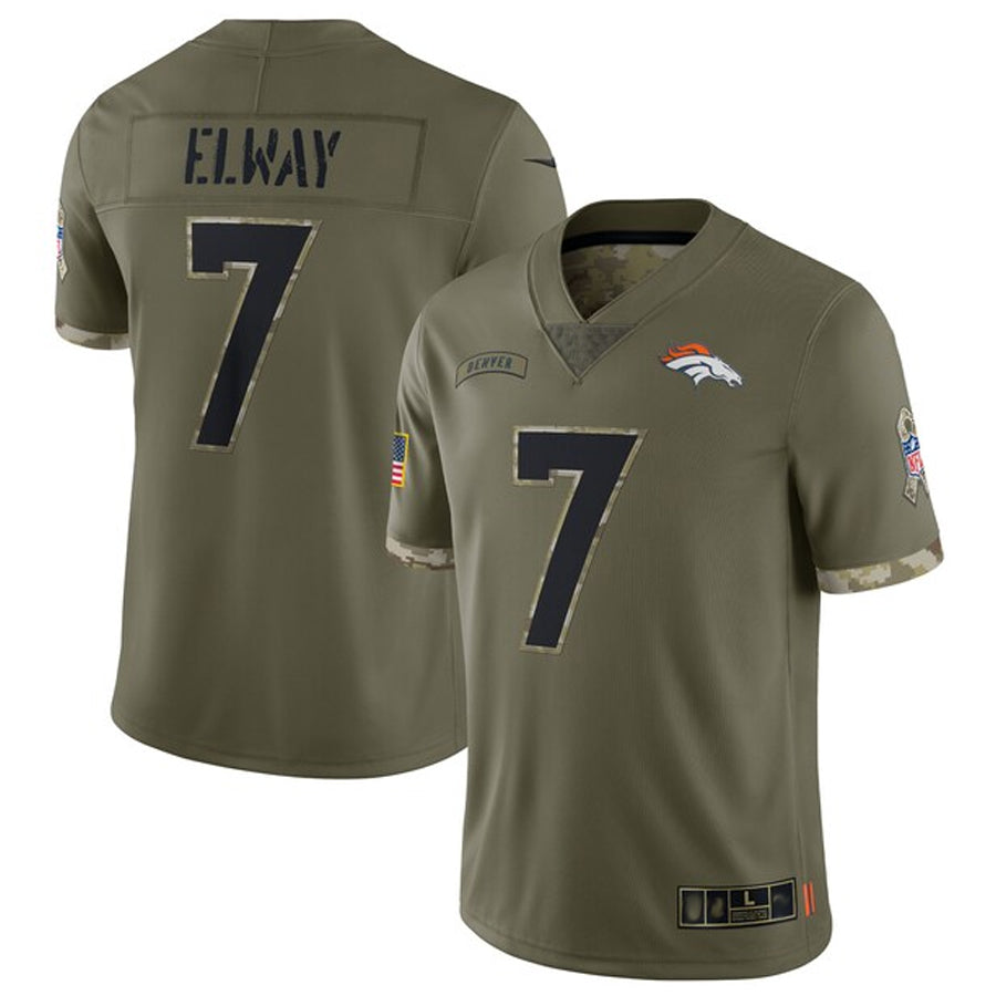 Fenge D.Broncos #7 John Elway Player Limited Salute To Service Olive Stitched Jerseys