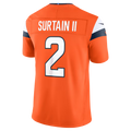 Fenge D.Broncos #2 Patrick Surtain II Orange Team Vapor F.U.S.E. Stitched Limited Jerseys