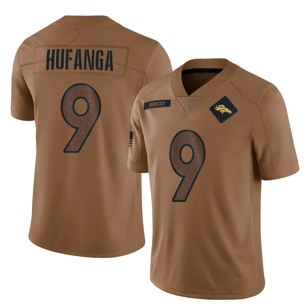 Fenge D.Broncos #9 Talanoa Hufanga Player Brown Salute To Service Limited Stitched Jerseys