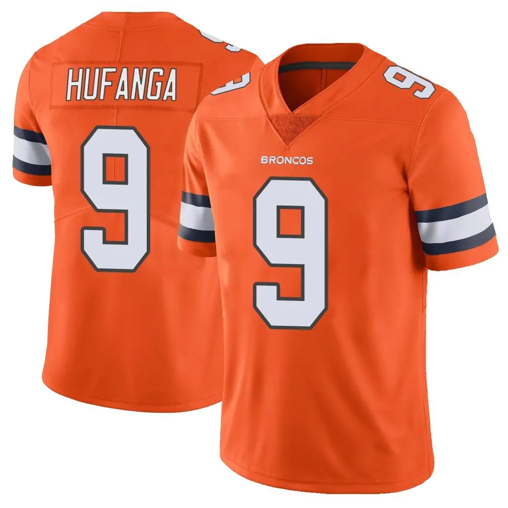 Fenge D.Broncos #9 Talanoa Hufanga Player Orange Vapor Untouchable Limited Home Game Stitched Jerseys