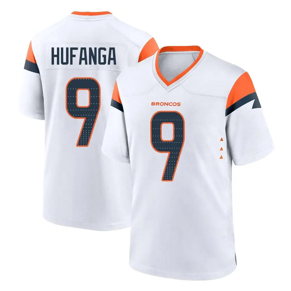 Fenge D.Broncos #9 Talanoa Hufanga Player White Home Game Stitched Jerseys