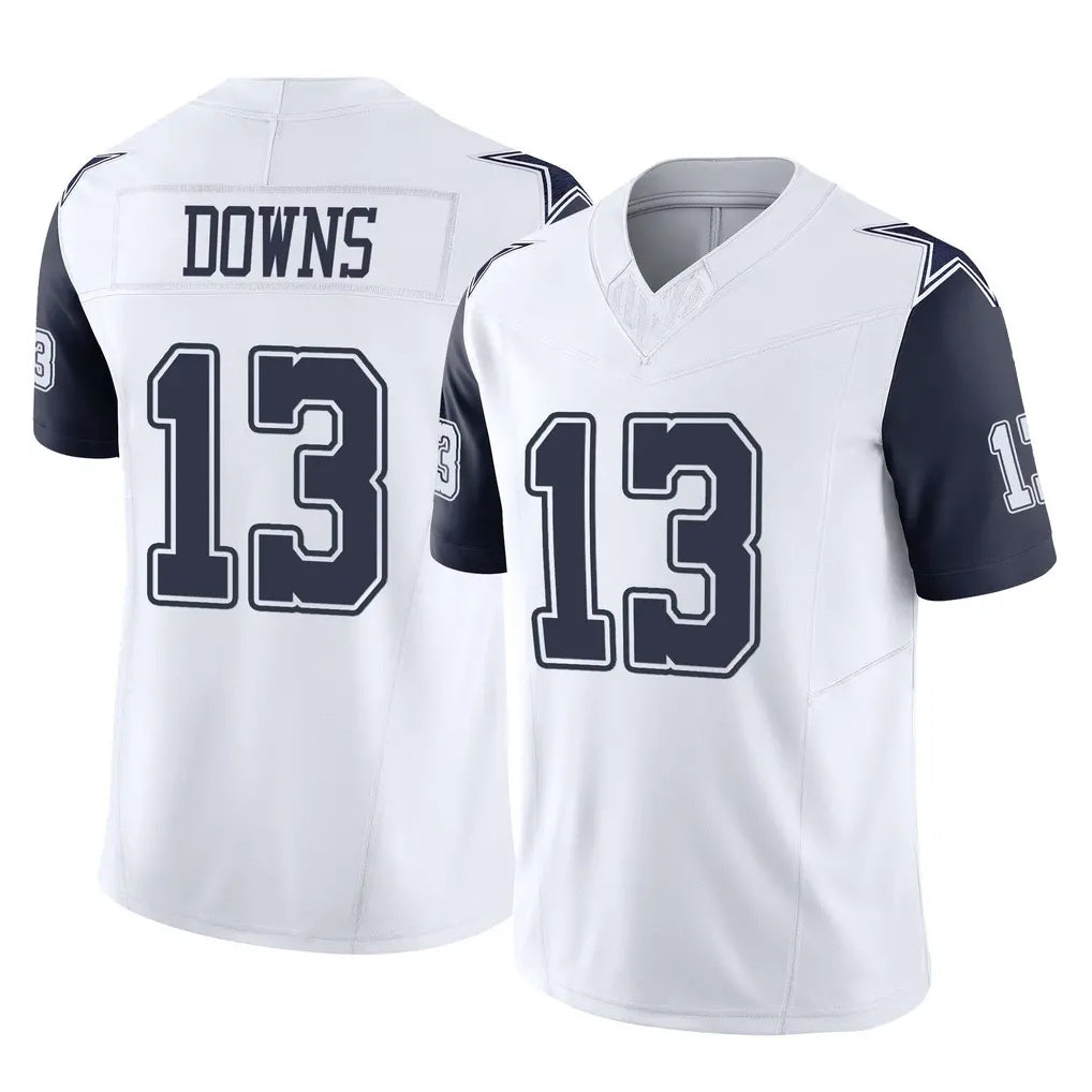 Fenge D.Cowboys #13 Caleb Downs Player White-Navy Limited Vapor F.U.S.E. Home Game Stitched Jerseys