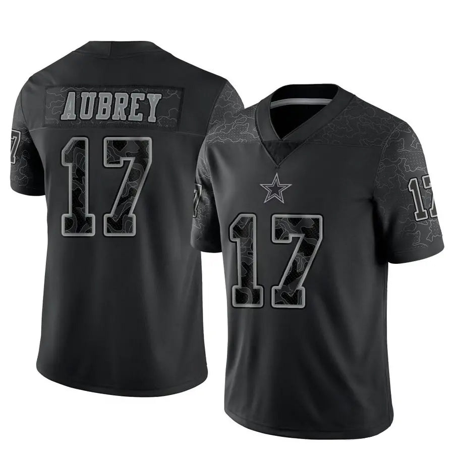 Fenge D.Cowboys #17 Brandon Aubrey Player Black REFLECTIVE Limited Stitched Jerseys