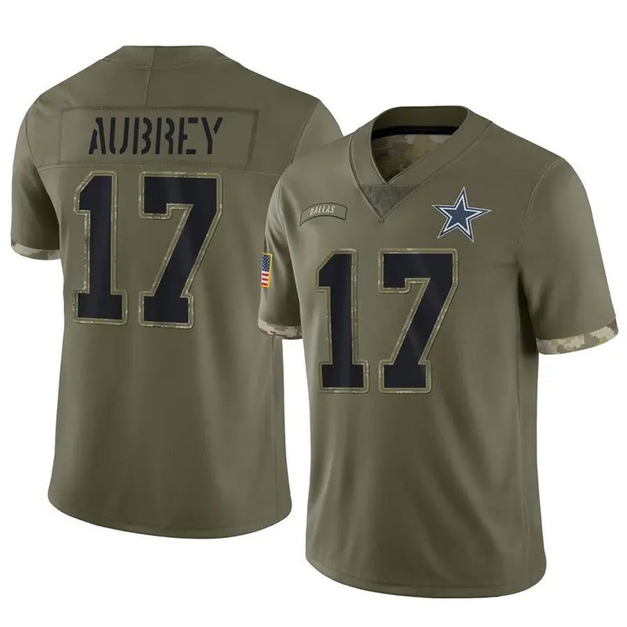 Fenge D.Cowboys #17 Brandon Aubrey Player Salute To Service Olive Stitched Jerseys
