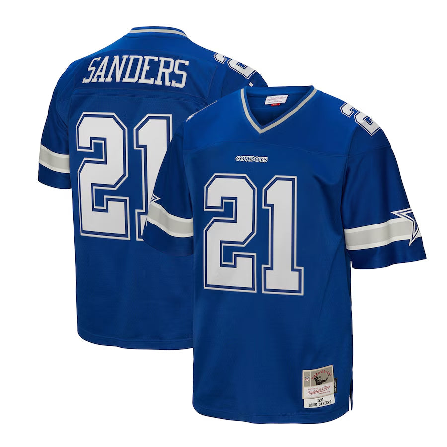 Fenge D.Cowboys #21 Deion Sanders Mitchell & Ness Navy Big & Tall 1996 Retired Player Legacy Replica Stitched Jerseys