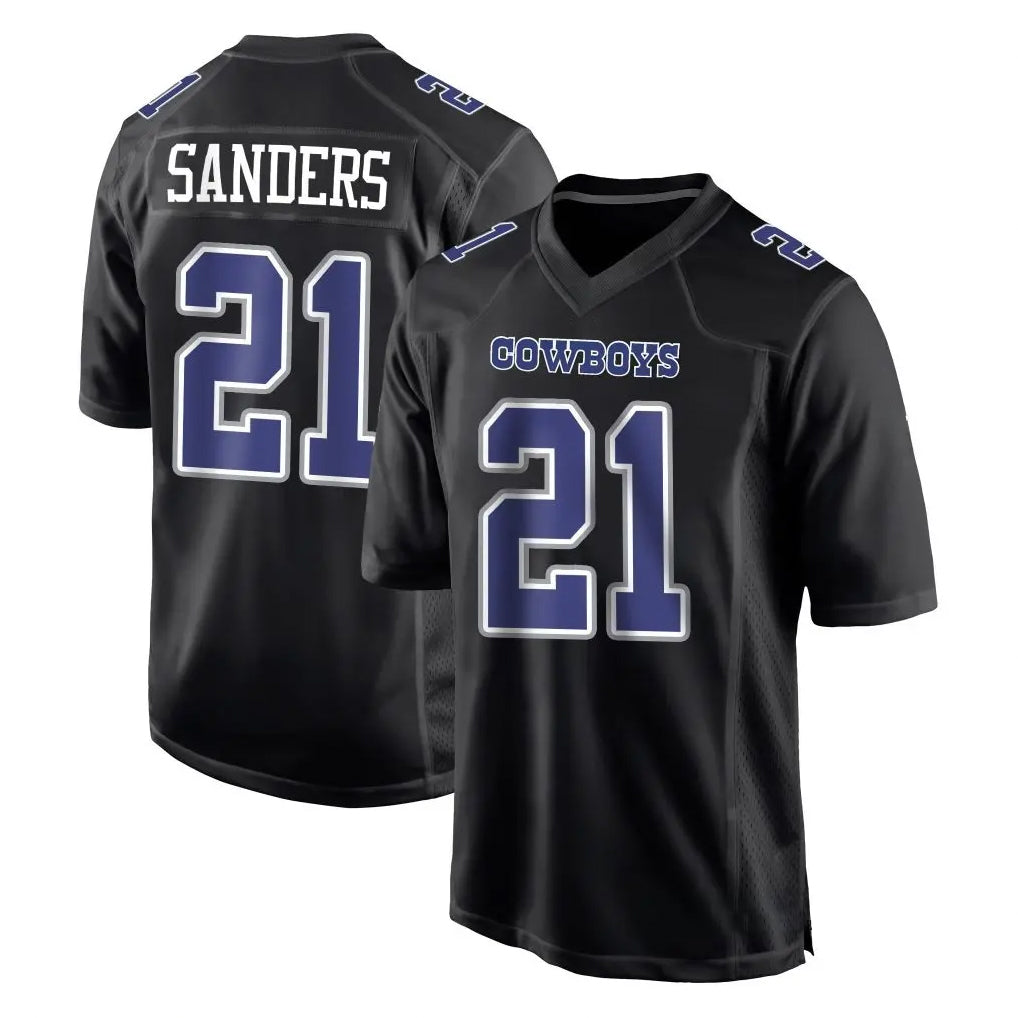 Fenge D.Cowboys #21 Deion Sanders Player Navy Carbon Black Fashion Stitched Jerseys