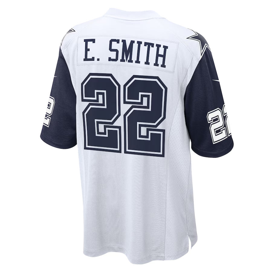 Fenge D.Cowboys #22 Emmitt Smith Player White-Navy Home Game Stitched Jerseys