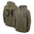 Fenge D.Cowboys #34 Jalen Thompson Player Olive Salute to Service Pullover Hoodies Limited Stitched Jerseys