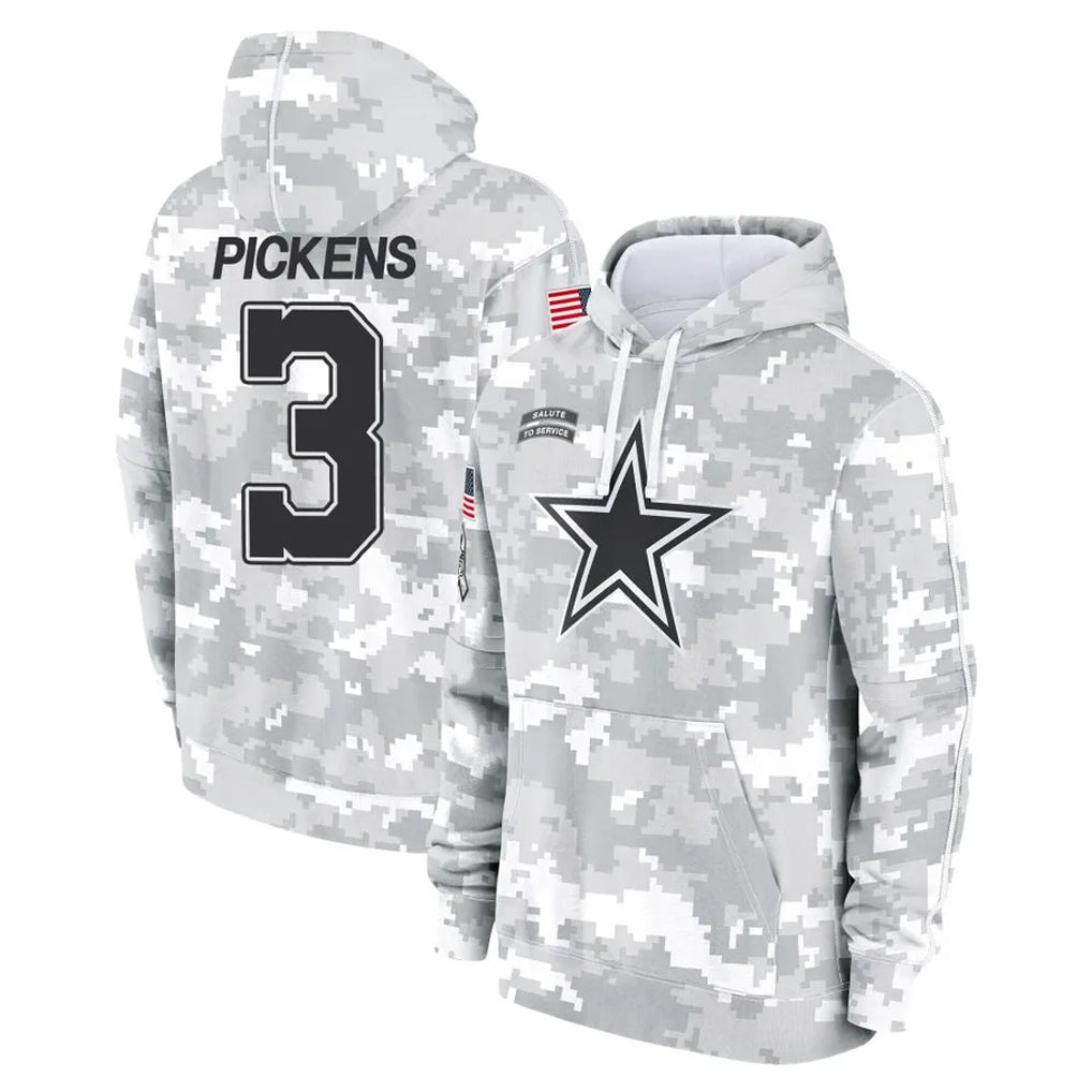 Fenge D.Cowboys #3 George Pickens Player Arctic Camo Salute to Service Hoodies Limited Game Stitched Jerseys