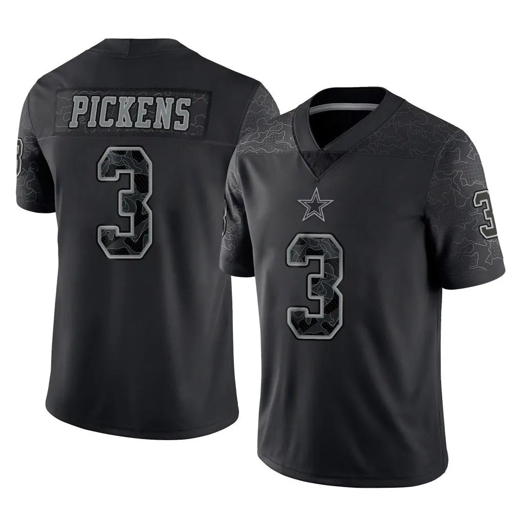 Fenge D.Cowboys #3 George Pickens Player Black Limited Reflective Home Game Stitched Jerseys
