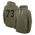 Fenge D.Cowboys #73 Tyler Smith Player Olive Salute to Service Pullover Hoodies Limited Stitched Jerseys