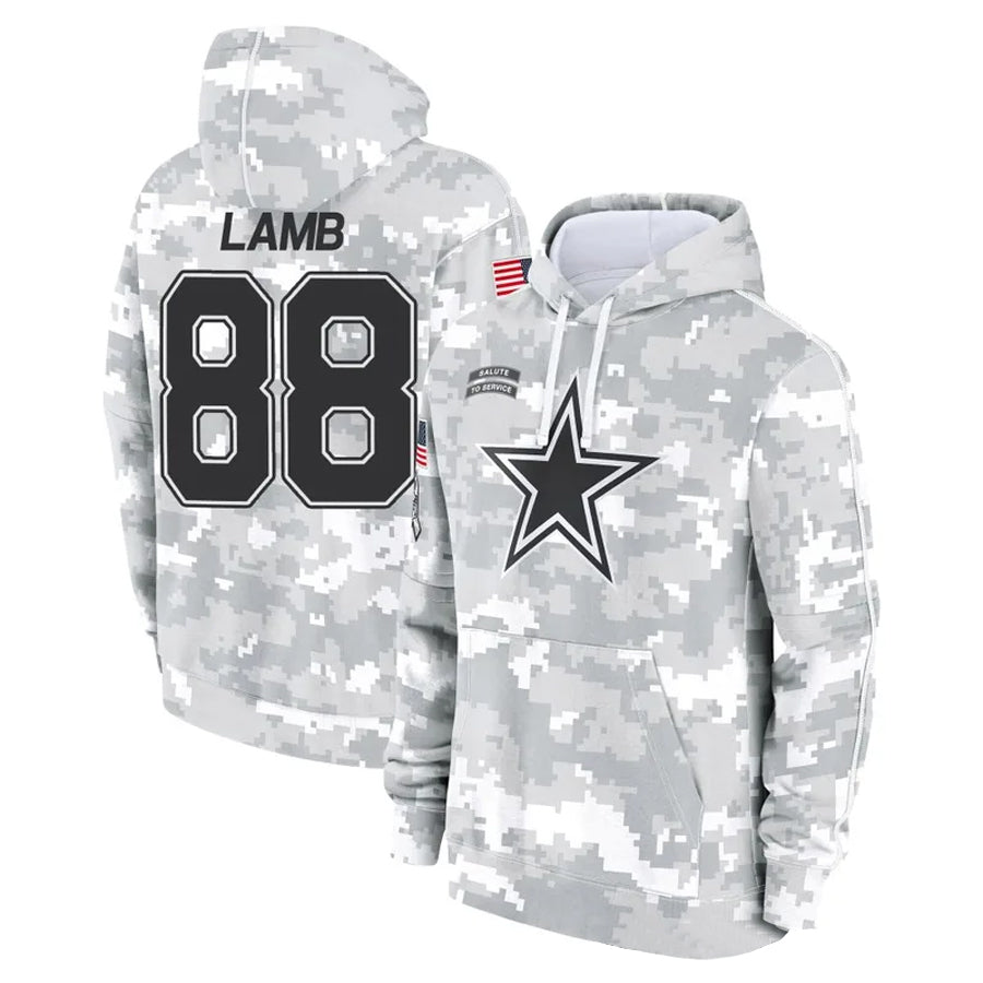 Fenge D.Cowboys #88 CeeDee Lamb Player Salute to Service Hoodies Game Stitched Jerseys