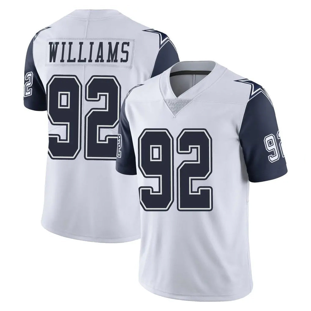 Fenge D.Cowboys #92 Quinnen Williams Player White-Navy Limited Color Rush Vapor Untouchable Home Game Stitched Jerseys
