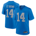 Fenge D.Lions Alternate Game Stitched Jerseys Throwback - Blue - #14 Amon-Ra St. Brown Player