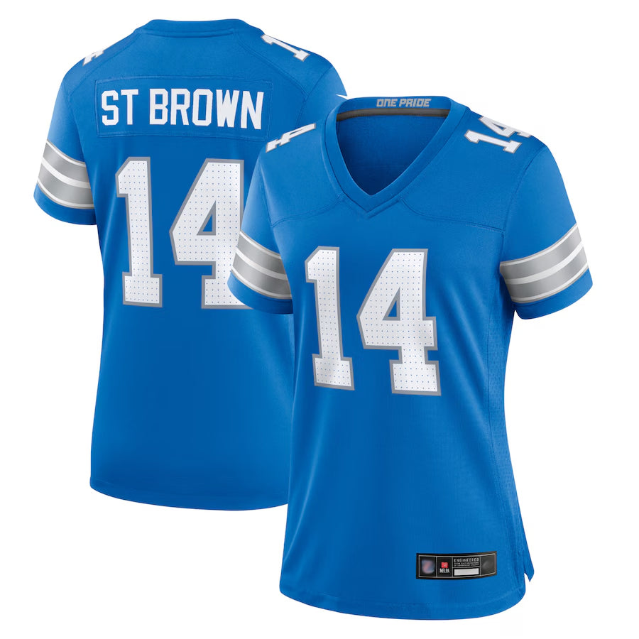 Fenge D.Lions Home Game Stitched Jerseys - Blue - #14 Amon-Ra St. Brown Player