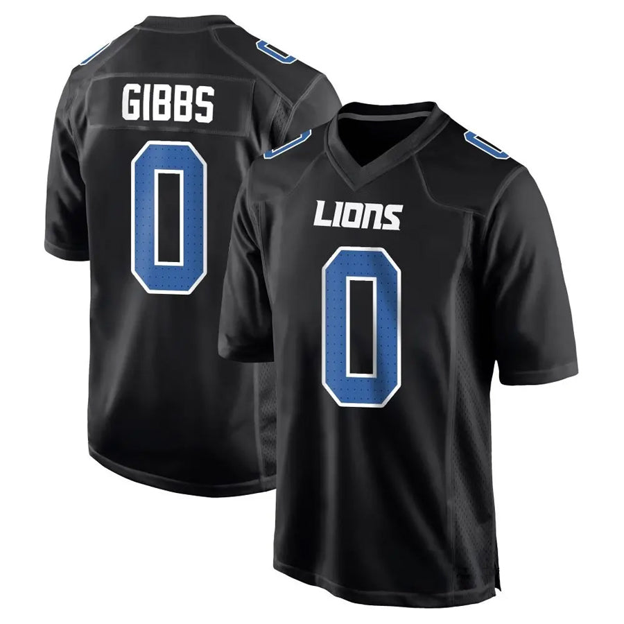 Fenge D.Lions #0 Jahmyr Gibbs Player Black Fashion Game Stitched Jerseys