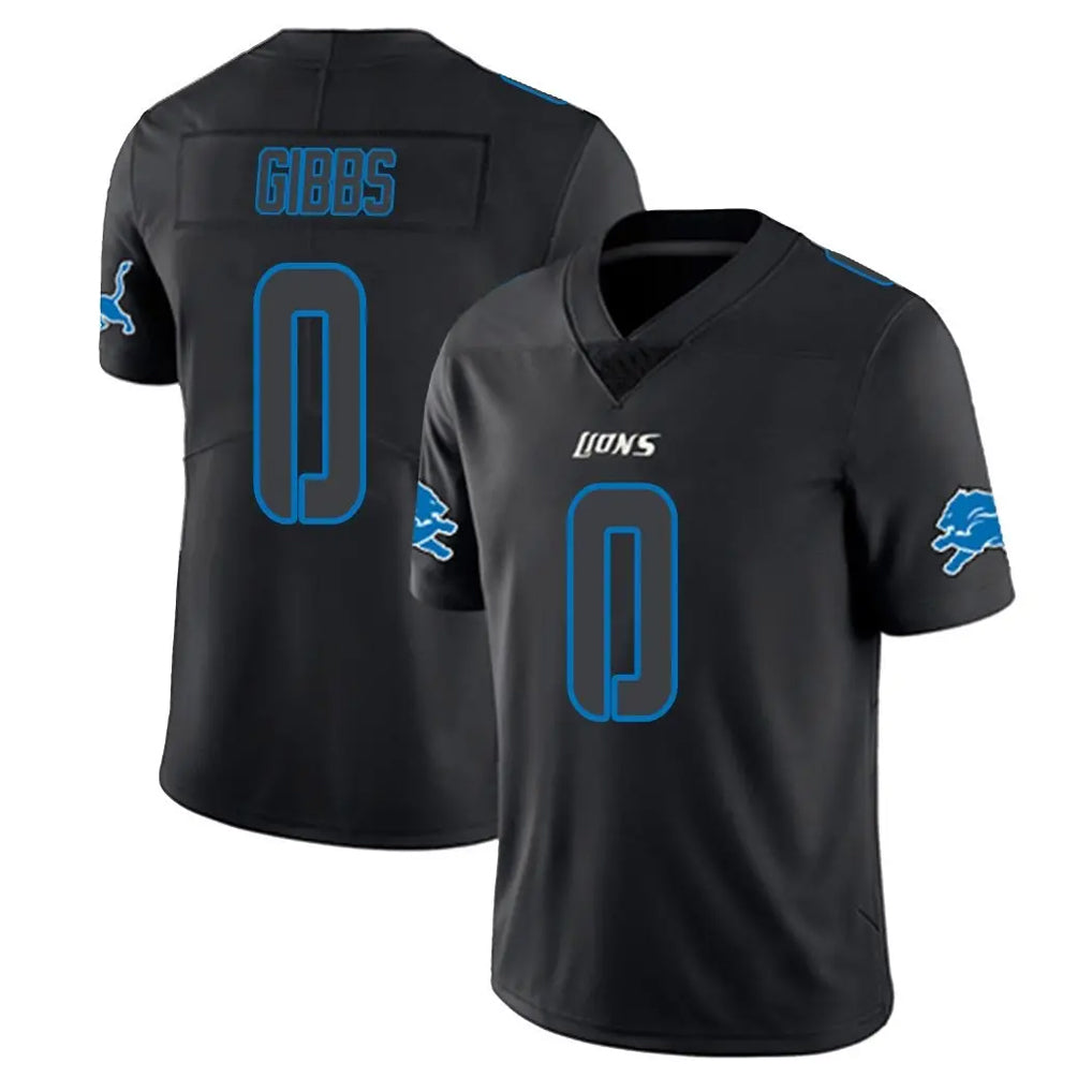 Fenge D.Lions #0 Jahmyr Gibbs Player Black Impact Limited Home Game Stitched Jerseys