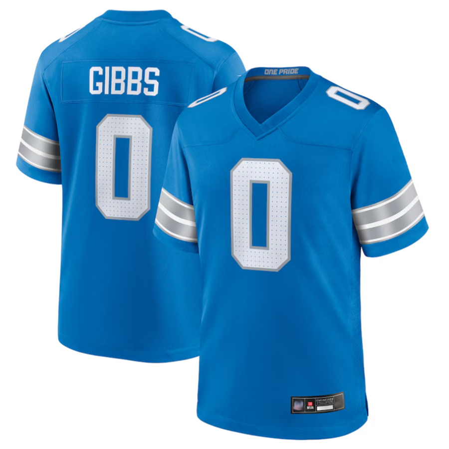 Fenge D.Lions #0 Jahmyr Gibbs Player Blue Replica Game Stitched Jerseys