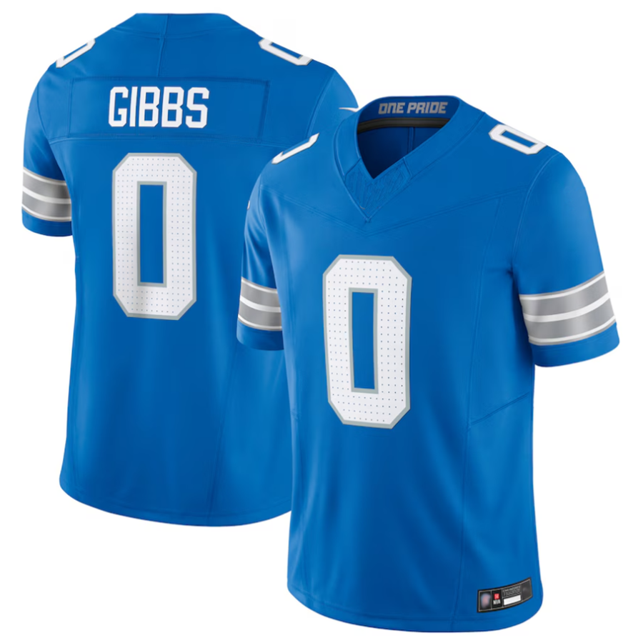 Fenge D.Lions #0 Jahmyr Gibbs Player Blue Vapor F.U.S.E. Limited Replica Stitched Jerseys